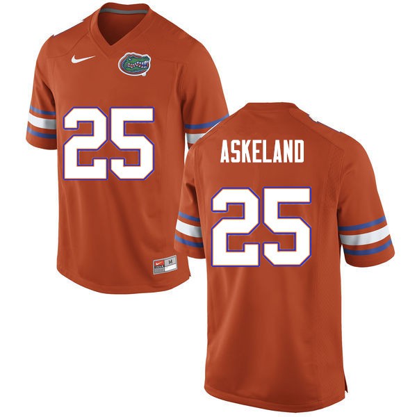 Men #25 Erik Askeland Florida Gators College Football Jersey Orange